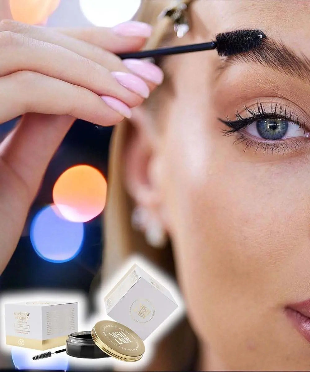 Brow styling with NishLady Brow Lift Lamination Gel Kit.