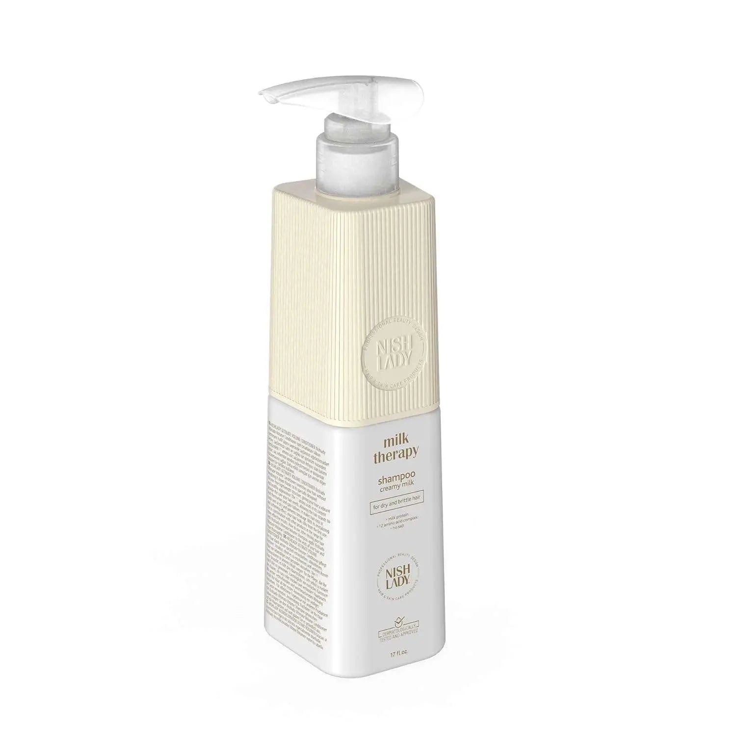 Nishlady Milk Therapy Hair Care Shampoo – 503 mlDas Milk Therapy Hair Care Shampoo reinigt Haar und Kopfhaut besonders mild und versorgt sie gleichzeitig mit intensiver Pflege. Mit natürlichen Milchproteinen angerHairNishLadyOnKozmetikMilk Therapy Hair Care Shampoo