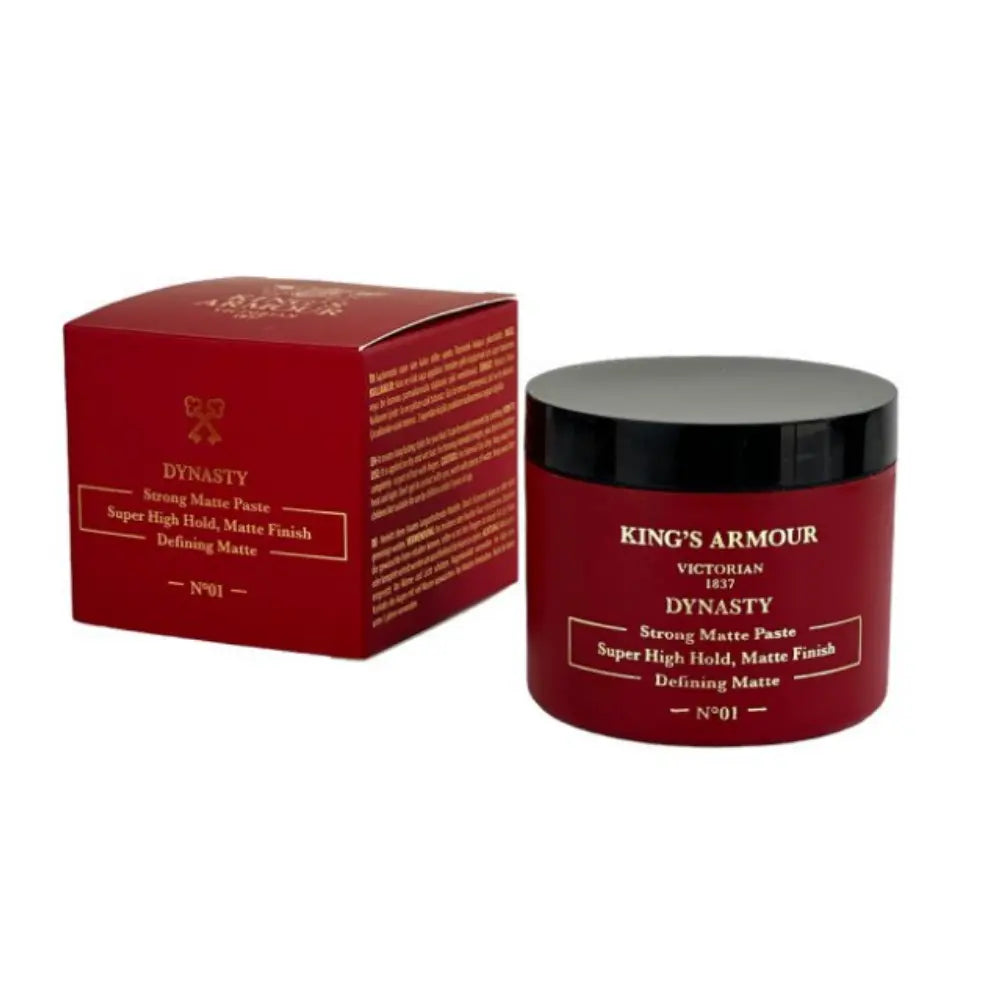 King’s Armour DYNASTY Strong Matte Paste container and packaging.