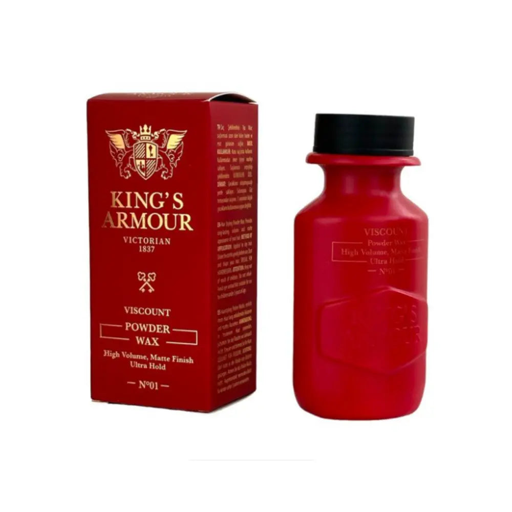 King's Armour VISCOUNT Powder Wax 20g, strong hold, matte finish, high volume.