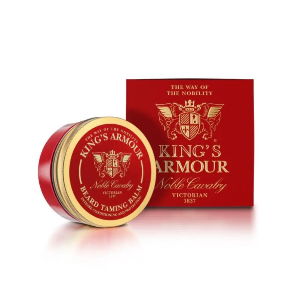 King's Armour Bartbalsam 50 ML in red and gold packaging, ideal for beard care and styling.